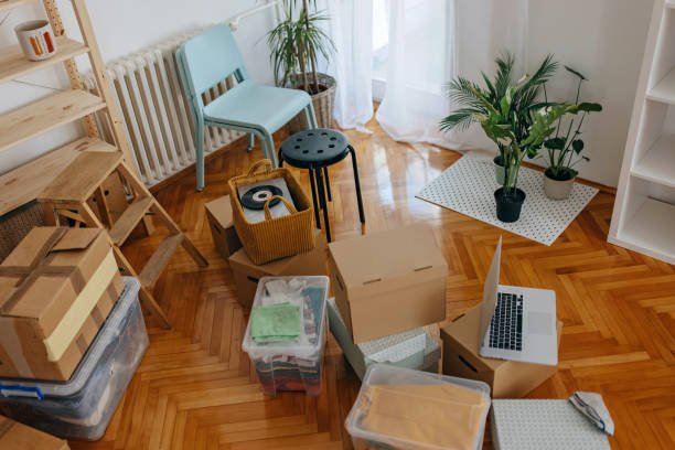 Photo of boxes on the floor ready for moving
